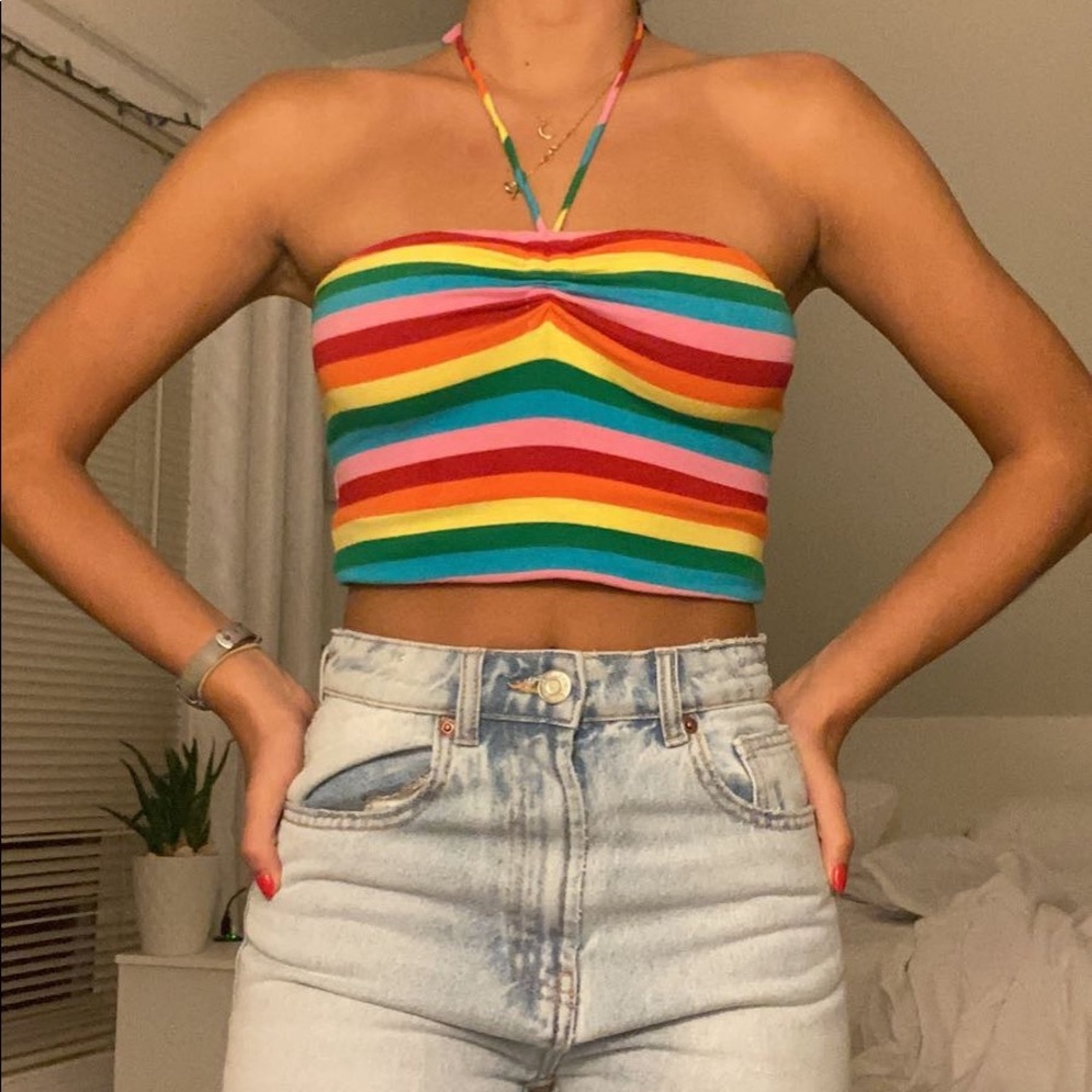 Halter Rainbow Cropped Top